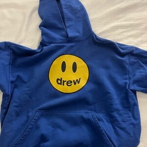Drew house Blue Hoodie with Yellow Logo